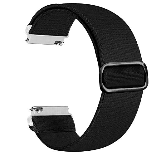 Panrock 20mm/22mm Watch Band, Adjustable Stretchy Watch Band Elastic Replacement Strap for Women Man (Black, 22mm)