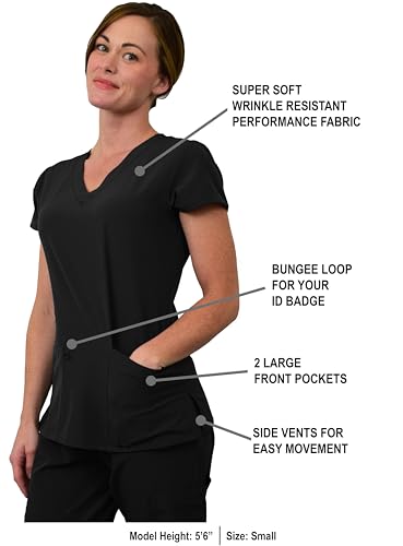 Green Town Scrubs for Women Jogger Pant and V-Neck Top - 6 Pockets, Easy Care Uniforms