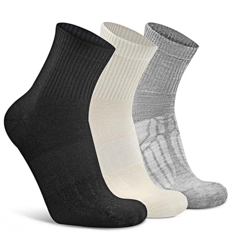Image of Busy Socks 3 Pack Quarter Thin Merino Wool Blend Running Socks Men's Women's lightweight Low Cut Ankle Walking Wool Sock