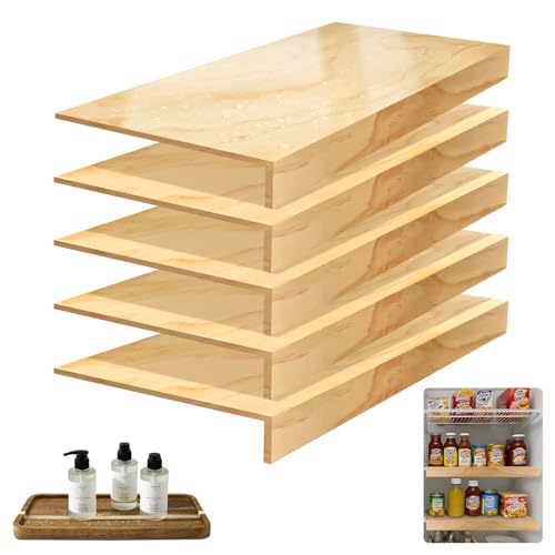 laapee Wire Shelf Covers for Closet & Pantry | Natural Solid Wood 8mm Thick | Wood Wire Rack 24x12 Inch | Tool-Free Removable Rustic Design (5 Pack, Includes 1 Small Wooden Tray)