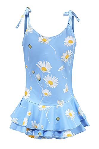Image of Girls One Piece Swimsuits Halter Ruffled Bathing Suit for Kids Hawaiian Swimwear Leopard Swim Dress 3-16 Years