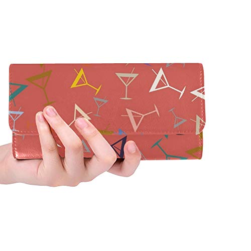 Preisvergleich Produktbild Einzigartige benutzerdefinierte Alkohol Cocktail getränke Frauen Trifold Wallet Lange geldbörse kreditkarteninhaber case Handtasche