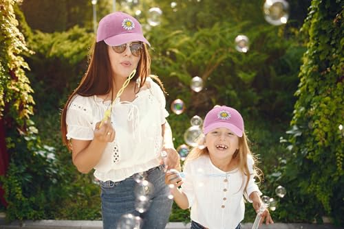 Kids Pickleball Hat for Toddler Girls Ages 2-6, Embroidered Adjustable Vintage Washed Baseball Cap, Pink3