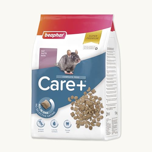 Beaphar – Care+ – Alimentation Super Premium extrudée pour Rat – Extrait de thé Vert – Proteines animales – Haute digestibilité – Participe à...