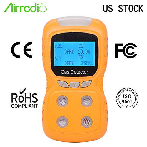 AirRadio Portable Gas Detector, Gas Clip 4-Gas Monitor Meter Tester Analyzer, Rechargeable LCD