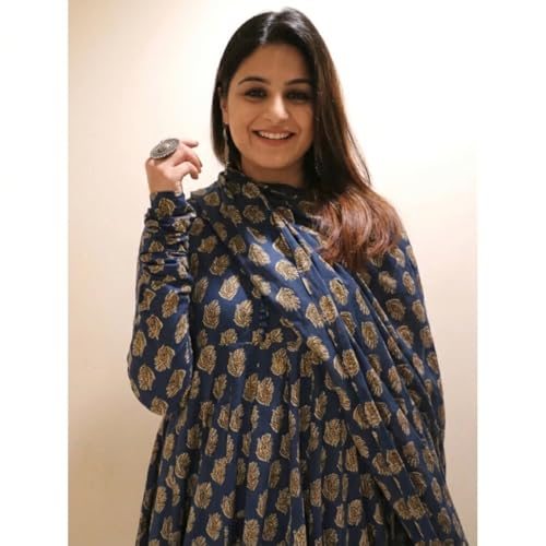 Image of Klosia Women Printed Anarkali Kurta and Pant Set with Dupatta | Printed Kurta Set | Viscose Kurta Set | Women Kurta Set | Summer Suit Set |