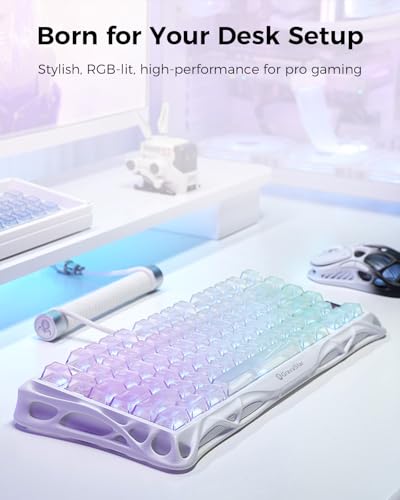 Image of GravaStar Mercury K1 Lite 75% Gaming Keyboard, 2.4GHz /BT /Wired Tri-Mode Wireless Keyboard, Clear Keycaps Gasket Hot Swappable Mechanical Keyboard, Pre-lubed Linear Switches,RGB Backlit【Crystal Aurora】