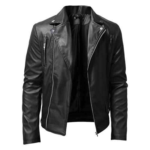 Chaqueta de cuero sintético masculina vintage miniatura 1