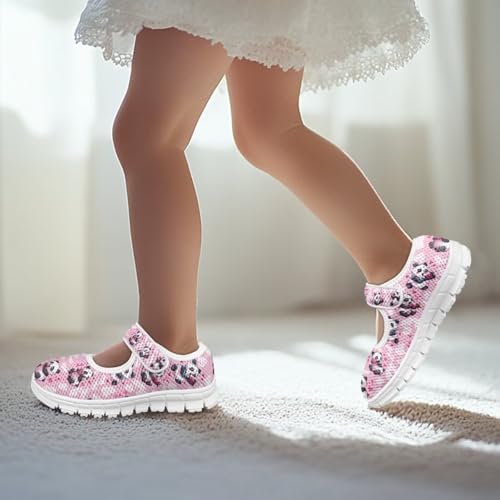chaqlin Sneaker Mary Jane Girls with Single Buckle Animal Print Non Slip Flat Shoes Breathable Mesh Casual Tennis Shoes3