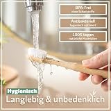 Bambuna® Zrównoważone szczoteczki do zębów z bambusa [zestaw 4 szt.] z etui podróżnym i miętową nicią dentystyczną | średnio miękkie włosie – w 100% wolne od BPA | wegański i przyjazny dla środowiska