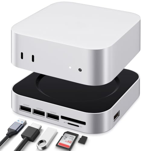 Ya en manzanajugosa.com: OFFCUP Docking Station Compatible con Mac Mini M4, Hub & Soporte con Carcasa SSD NVMe, USB C Soporte con 6 Puertos USB 3.2 de 10 Gbps, SD/TF, Doble Canal y Doble Velocidad Máxima