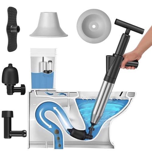 Toilet Plunger Set, Air Drain Blaster for Toilet, Floor Drain, Sewer, Kitchen Sink, Bathroom Dredge - High Pressure Unblocker, Heavy Duty Unclogger