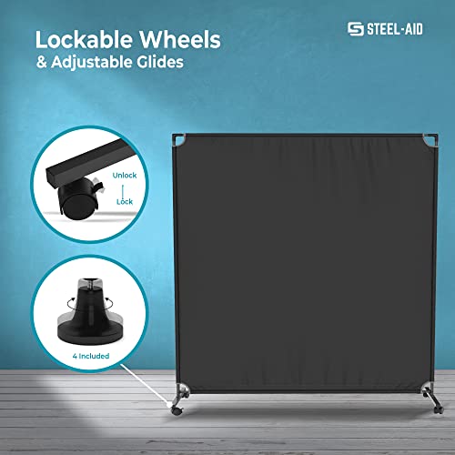 Steel-Aid Room Divider | Freestanding Office Wall Partition With Blackout Screen,, Restaurant, School, Church, Classroom, Dorm Room, Kids Room, Freestanding #TOP4