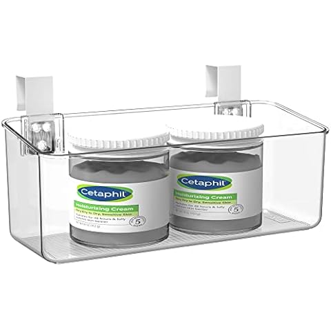 vacane Plastic Over Cabinet Door Organizer with Removable Hooks, Clear Hanging Baskets for Organizing Over the Cabinet Organizer Holder for Kitchen, Pantry, Bathroom-Hang Outside or Inside Door-M Cover
