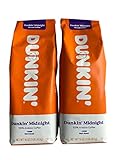 Dunkin' Donuts Ground Coffee 1 LB. Bag Two Pack (Midnight Dark Roast)
