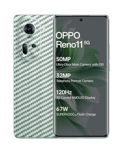Image of Compatible with Oppo Reno 11 5G Back Skin Sticker /Vinyl wrap /Protective Film Mobile Skin Carbon Fiber Transparent by Candeal Mizhan (only Back)