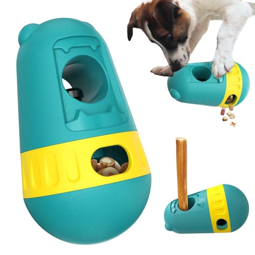BSISUERM Dog Bully Stick Holder Safety Device Adjustable Treat Dispensing Puzzle Toy Ball Food Dispenser Slow Feeder Bowls Puppy Enrichment Interactive Chase Training Toys for Small Medium Large Dogs
