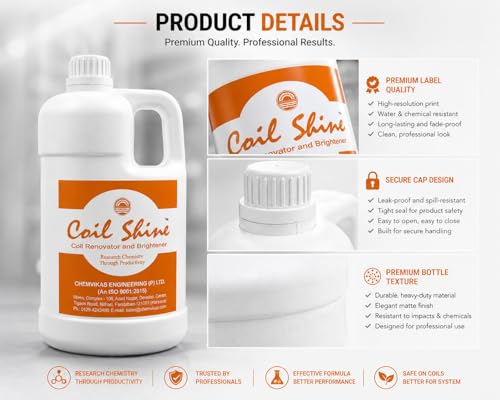Image of Coil Shine AC Coil Cleaner and Brightener, Fast Foaming Formula, for Split AC, Window AC, Chillers and Heat Exchangers, 1 Litre