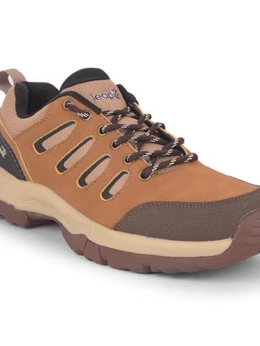 Image of Liberty Leap7x COLUMBO-1E Lacing Men Running Shoes - Dark Grey, Olive Green & Camel | Lightweight Sports Shoes with Comfortable Upper - Cushioned Footbed Suitable for Gym, Marathon, Walking & Outdoor