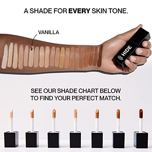 Hide Premium Liquid Multi-Use Concealer, See Shade Finder Below For Perfect Match, Large Bottle 0.5 Fl. Oz. - Full Coverage Concealer Makeup For Acne Dark Spots Dark Circles Hyperpigmentation And Blemishes Oil Free Concealer, Color For All Skin Types (Vanilla) #TOP6