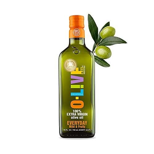 O-Live & Co. - Extra Virgin Olive Oil - Smooth Mild and Fruity Flavor - First Cold Pressed - Estate Grown and Bottled - Perfect for Baking & More - NON-GMO - Kosher - Gluten Free - 25fl oz (750ml)