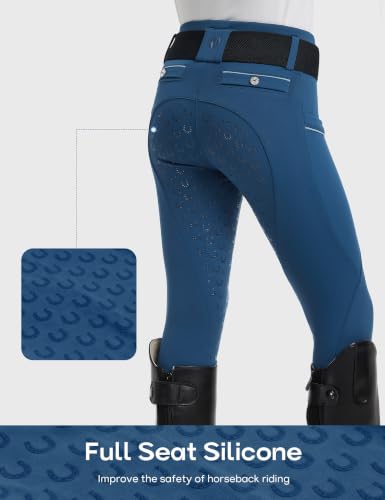 Image of FitsT4 Sports Girls Horse Riding Pants Full Seat Equestrian Pants Pockets