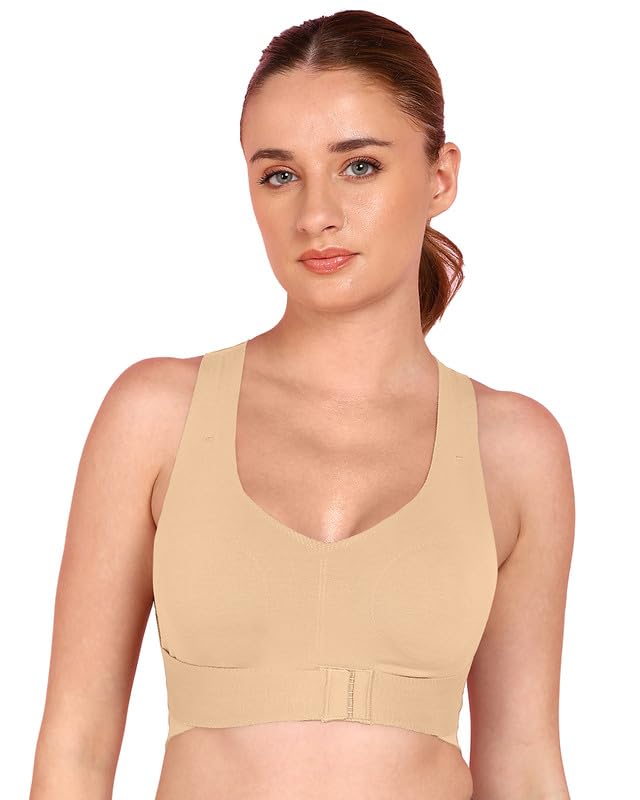 Image of Tweens Cotton Non-Padded Bonded Gym Bra for Women | Crisscross Back Support | Full Coverage Wire-Free for Workouts | Hidden Concealer | No Elastic Move Freely | Breathable Cotton | Pack of 1