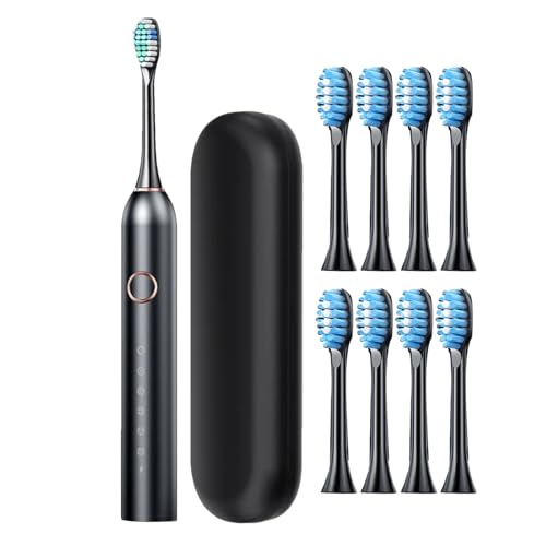 Cepillo de dientes eléctrico, cepillos de dientes eléctricos para viajes,Cepillo de dientes eléctrico para adultos | Cepillo de dientes recargable 40.000 VPM, 6 modos, temporizador inteligente de 2