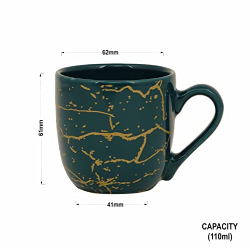 Image of DATA Manu Mugs with Metallic Design, Pack of 6 | Coffee Mugs (Green)
