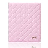 IPad Case,IPad 2/3/4 Case, IDEGG Cute Love embroidery PU Leather Flip Smart Stand Case Cover with Auto Wake/Sleep for Apple iPad 2/3/4 case (Pink with Love embroidery, Ipad 2/3/4)