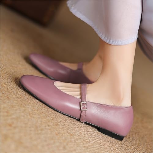 Women's Mary Jane Shoes Female Shallow Ballet Shoes for Women Versatile Chic(Pink,5)4