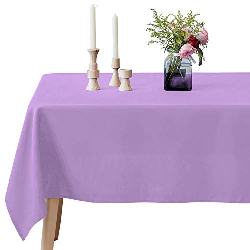 VEEYOO Rechteckige Tischdecke - 152.4 x 326 cm Polyester-Tischdecke für 1.8 m Tischtuch - weich waschbar längliche Lavendel-Tischdecken für Hochzeiten, Partys, Abendessen, Buffet-Tisch und mehr Cover