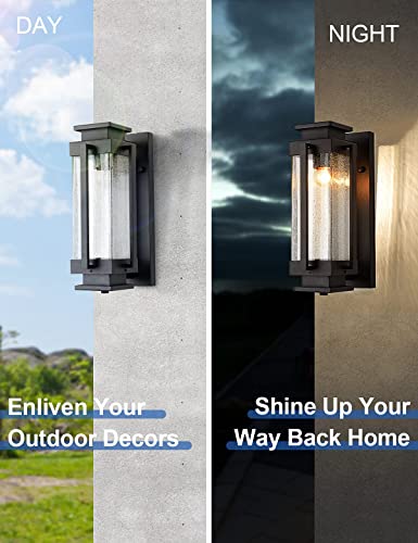 Eeru Outdoor Wall Lanterns Large Exterior Porch Lights Wall Mount Ip65 Waterproof Outdoor Wall Sconces With Seeded Glass Shade Outside Wall Lamp For House Garage Front Porch Patio #TOP6