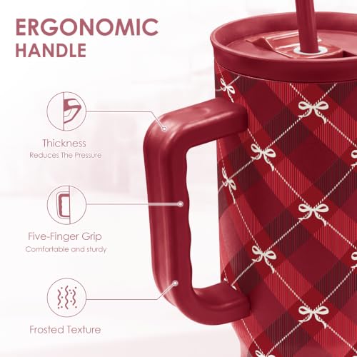 Image of Christmas Stainless Steel Slider Tumbler with Handle 40 Ounces with Lid, Travel Cup, Insulated Bottles for Girls Women