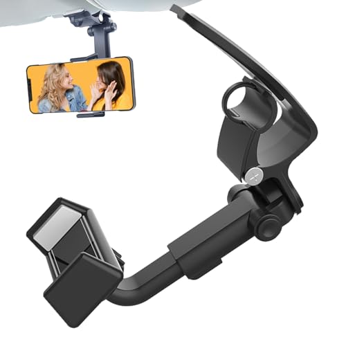 Lnhgh Soporte de teléfono retrovisor para coche, soporte de teléfono de coche para parasoles | Soporte de teléfono multifuncional para visera de coche - Cunas seguras para