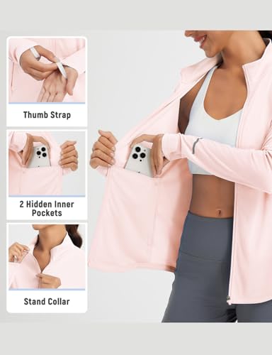 baleaf Women's Lightweight Running Jacket Sun Protection Athletic Full Zip Long Sleeve Shirts UPF 50+ Pockets Cycling4