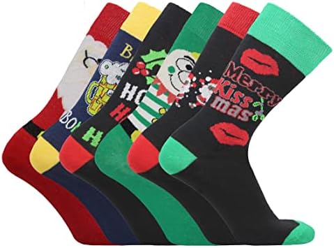 Sockstack® Pack Of 6 Men's Christmas Socks, Novelty Xmas Stocking Filler, 6-11 Gift for Him
