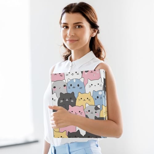 Image of Cats Cute Animal 3 Ring Binder with 2 Interior Pockets 1.5 inch Binders 3 Ring Heavy Duty Fit 8.5 inch x 11 inch Letter Size for Office School, 2 Pack