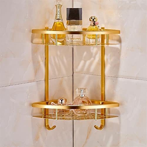 Étagère d'angle douche or sans perçage pour rangement mural
