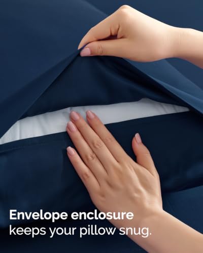 Image of Queen 6 Piece Bed Sheet Set - Soft, Breathable & Cooling Sheets - Dark Blue