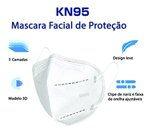 Kit Mascara Kn95 Branca Alta Proteção Super Qualidade 10 Unidades -5 Camadas