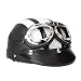 Produktbild KKmoon Motorrad Roller Open Face halbes Leder-Helm Winter Winddichter Helm mit Visier UVschutzbrille Retro Vintage Style 54-60cm (Weiß)