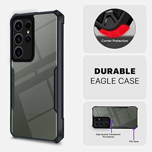 Image of Pikkme Back Cover for Samsung Galaxy S23 Ultra 5G | Ultra Hybrid Shockproof Case | Full Camera Protection | Raised Edges | Clear Transparent Bumper Case (Black)