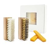 DELUOLUO Suede and Nubuck Shoe Cleaner Kit - 4 pcs Shoe Care Set, Brass & Soft Nylon Brushes with 2 Erasers - Premium Dry Cleaning Tools for Boots, Sneakers, Bags - Restores Nap & Removes Scuffs