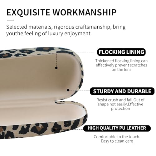 Image of PERFECTSIGHT Hard Shell Eyeglasses Case, PU Leather Protective Glasses Case, Cute Eyeglass Case for Women Men Girls