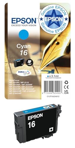 Epson 16 Cyan Pen & Crossword, Genuine, DURABrite Ultra Ink