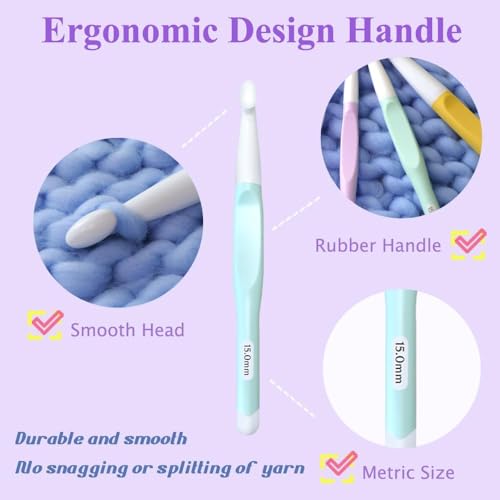 Image of Yarniss Large Ergonomic Crochet Hooks Set 8.0mm 10.0mm 12.0mm 15.0mm 20.0mm