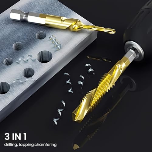 Image of Serplex 6Pcs Drill Bit Set & 5Pcs Screw Extractors, M3-M10 Metric Sizes, High-Speed Steel Drill Bits, Universal 1 /4 inch Hex Shank Drilling Bits with Drilling Chuck Adapter