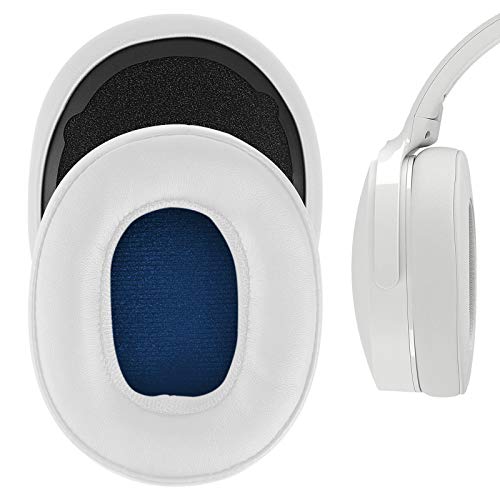 Geekria QuickFit Protein Leather Replacement Ear Pads for Skullcandy Crusher Wireless, Crusher Evo, Crusher ANC, Hesh 3 Headphones Earpads, Headset Ear Cushion Repair Parts (White)