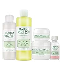 Mario Badescu Acne Control Face Kit with Facial Cleanser, Toner, Mask, Drying Lotion & Cream | Skin Care Set Ideal for Combination, Troubled or Oily Complexion